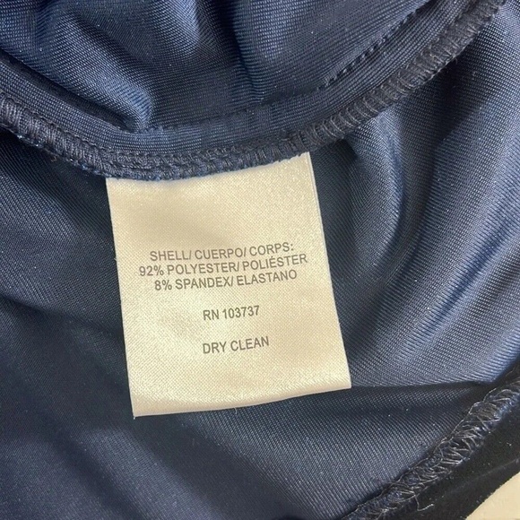 Donna Morgan Dress Womens 8 Navy Velvet 3/4 Sleeve Cowl Neck Velour Off Shoulder - Picture 8 of 11